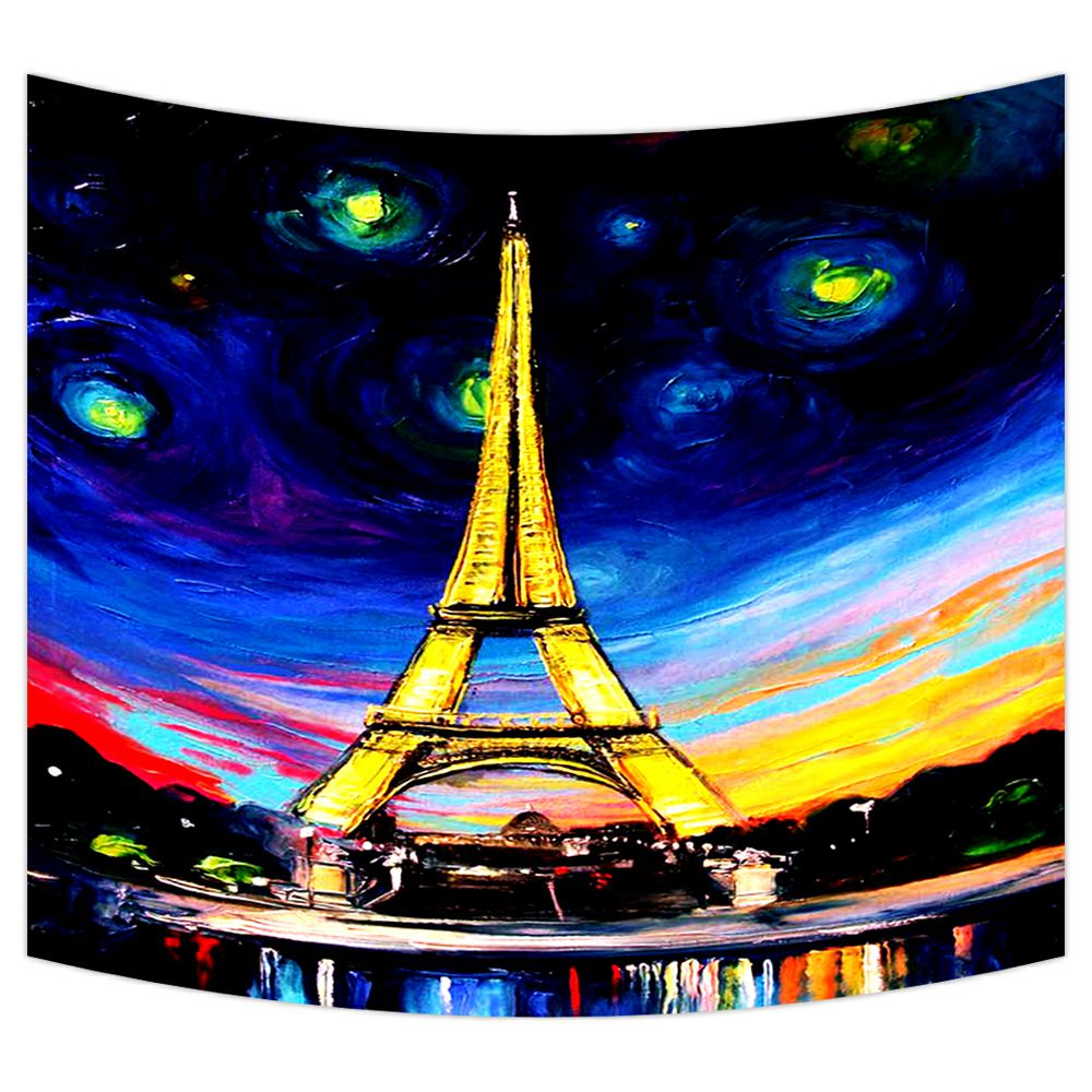 Colorful Tapestry Paris Eiffel Tower Print Wall Hanging Decor